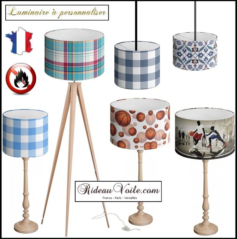 Création lumière Luminaire éclairage Abat-jour 40cm x 25cm à poser tissu motif