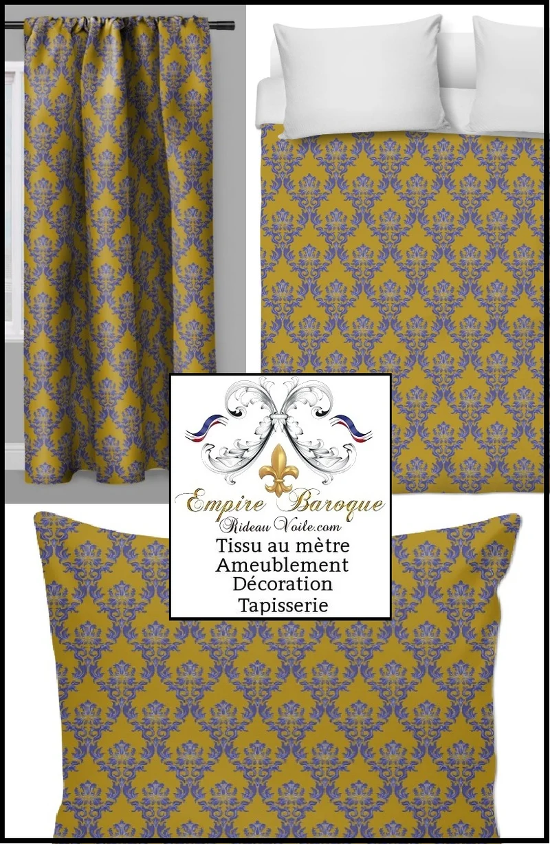 Tissu motif Damasco Baroque au mètre rideau ameublement fabrics upholstery meter