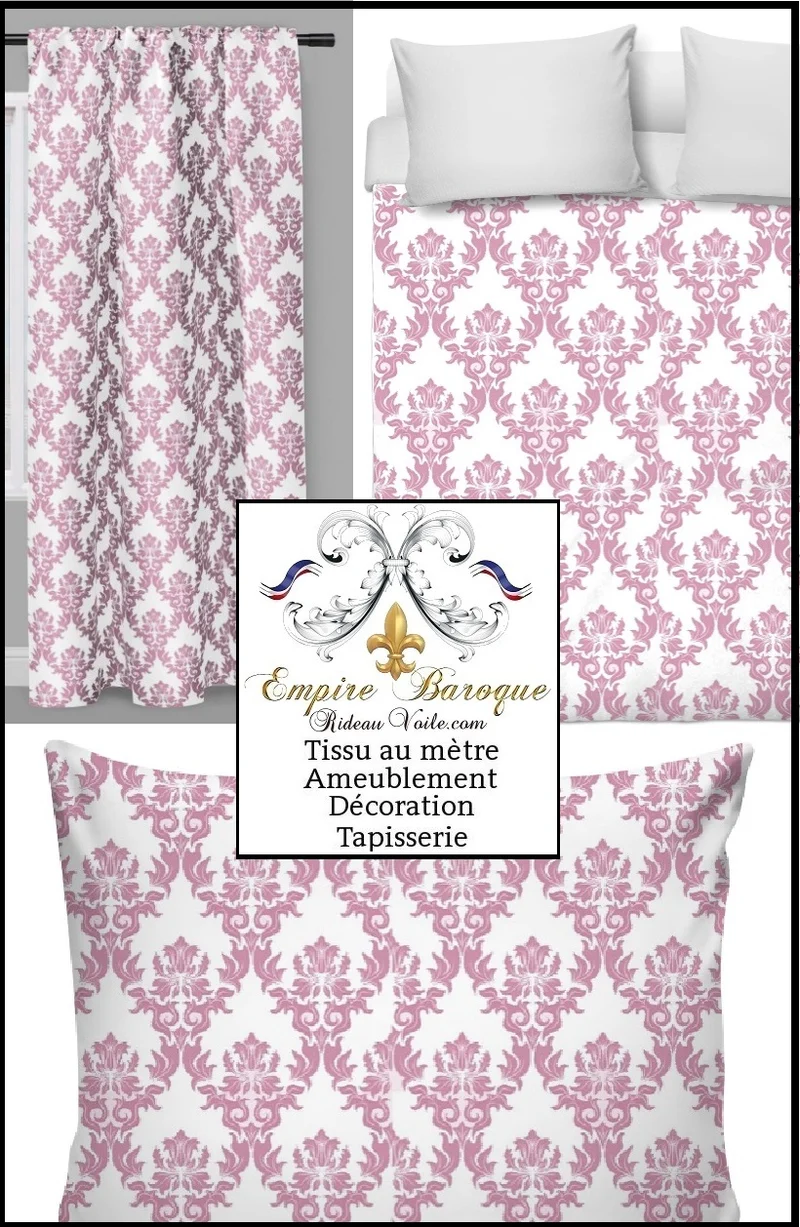 Tissu motif Baroque rose mètre rideau ameublement tapisserie fabrics upholstery meter