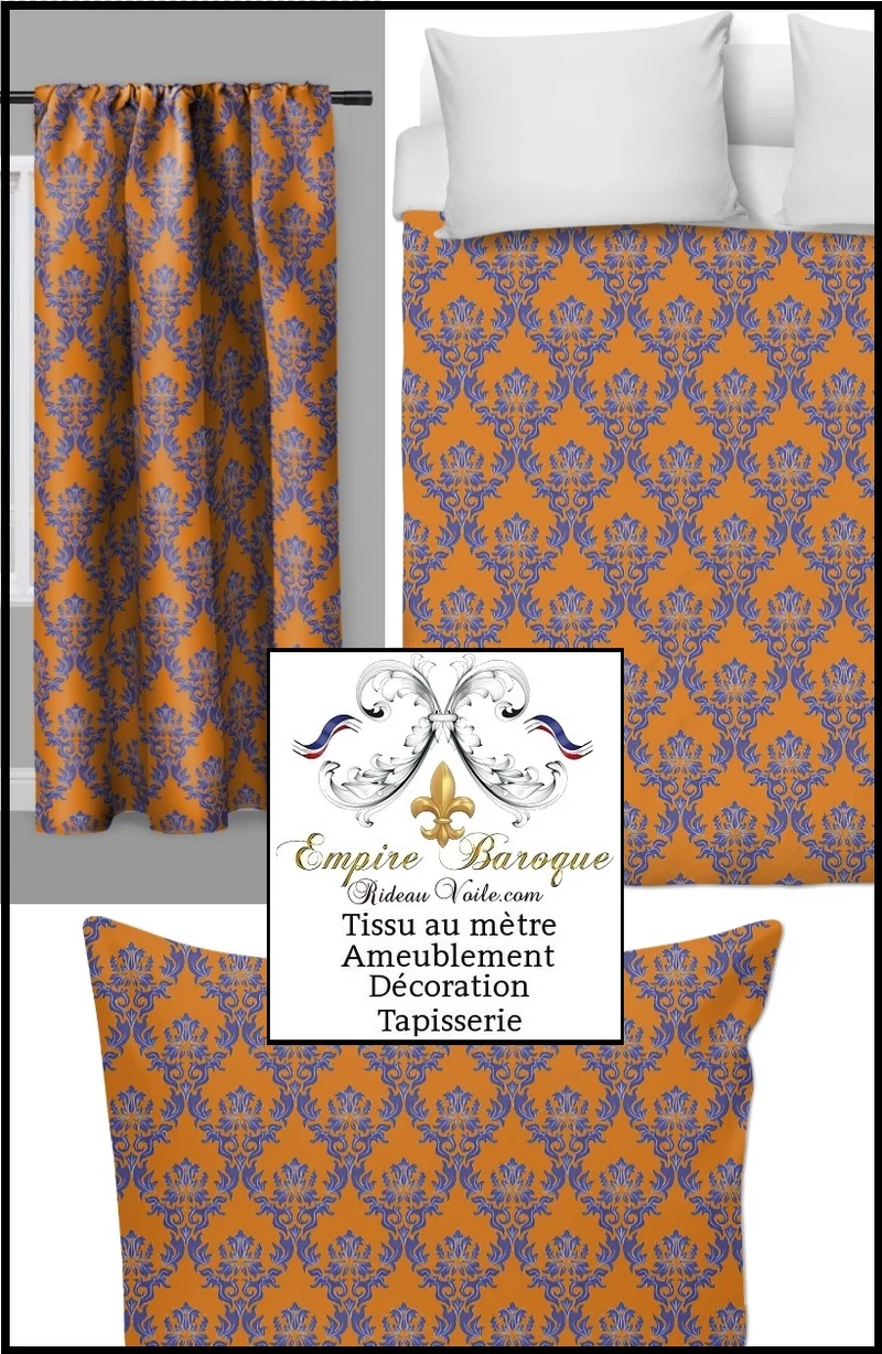 Tissu jacquard damassé velours Baroque mètre rideau barockt tyg ignifugé occultant