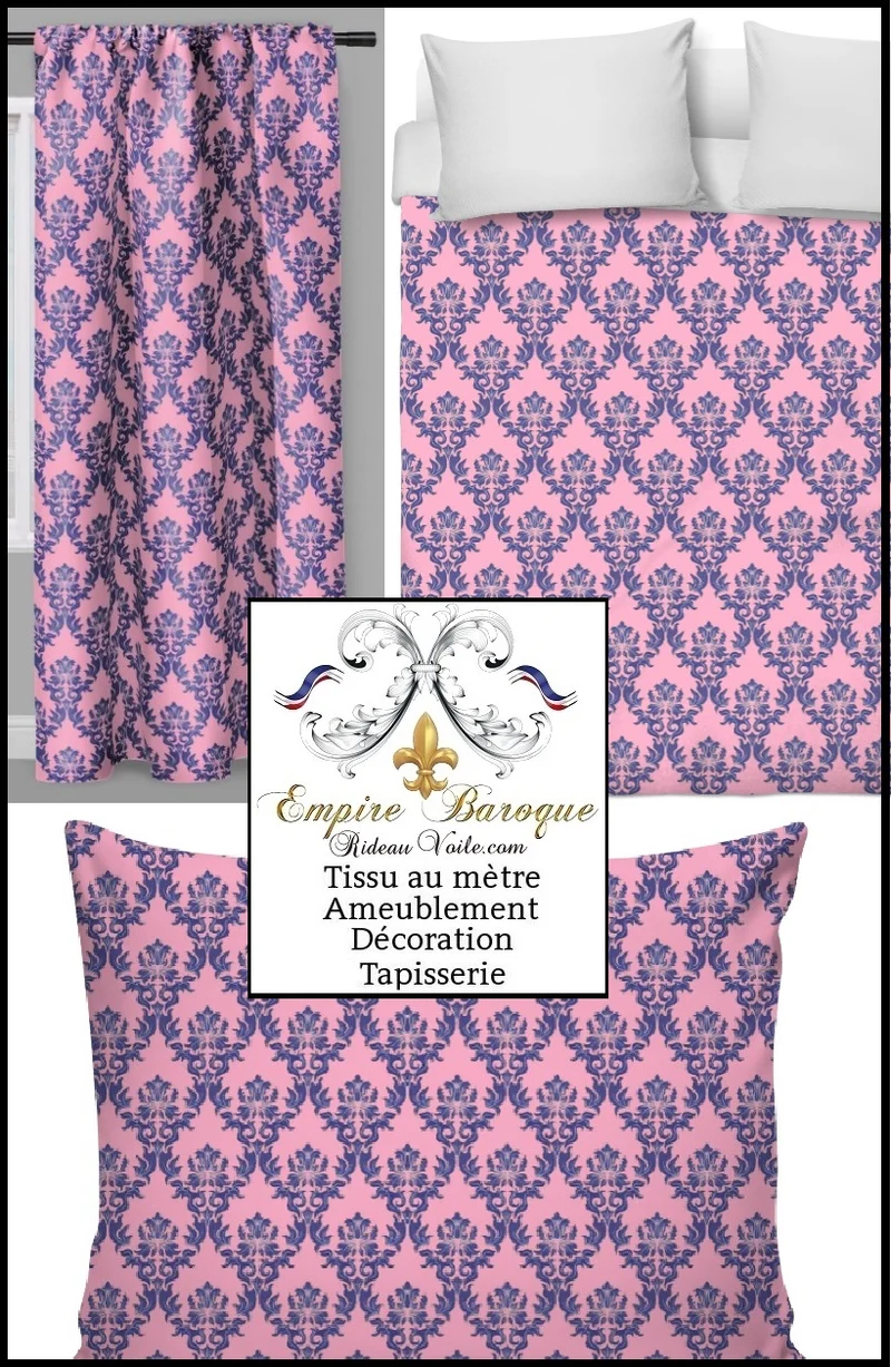 Tissu ameublement au mètre rideau voilage imprimé Damasco tapisserie motif Baroque