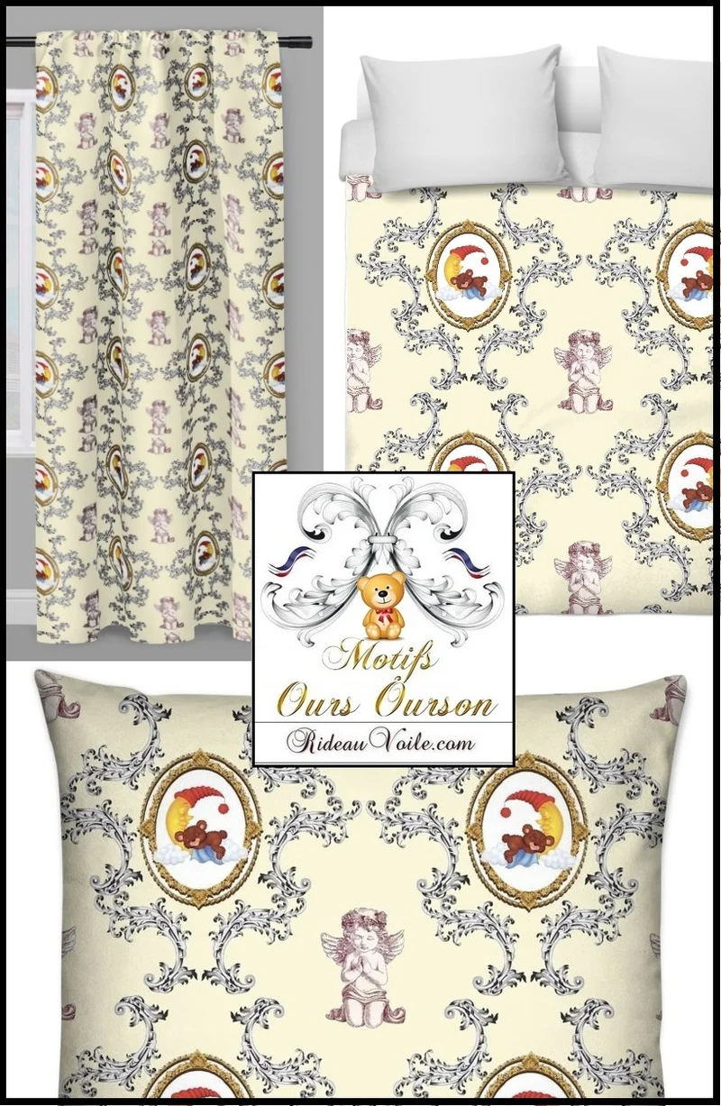 Tissu décoration motif ourson Teddy ours au mètre boutique chambre bébé enfant
