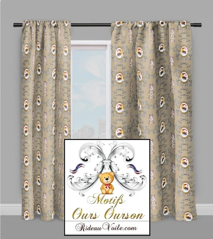 Tissu ameublement bébé enfant motif ourson Teddy ours au mètre rideau chambre