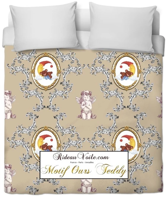 Tissu ameublement bébé enfant motif ourson Teddy ours au mètre rideau chambre