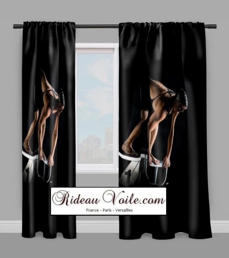 Motif natation nageur piscine sport professionnel tissu mètre rideau couette décoration