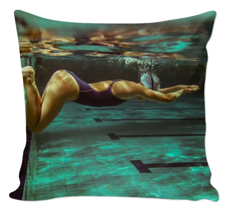 Tissu au mètre motif imprimé sport rideau couette club natation nageuse piscine
