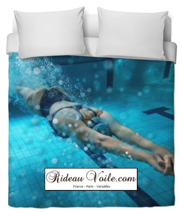 Tissu ameublement mètre motif sport imprimé original natation nageur piscine