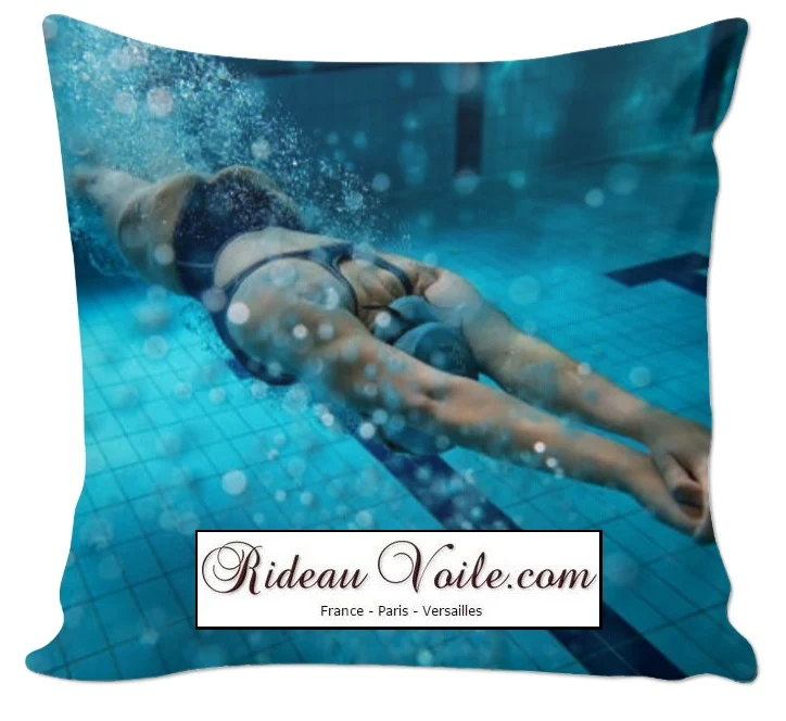 Tissu ameublement mètre motif sport imprimé original natation nageur piscine