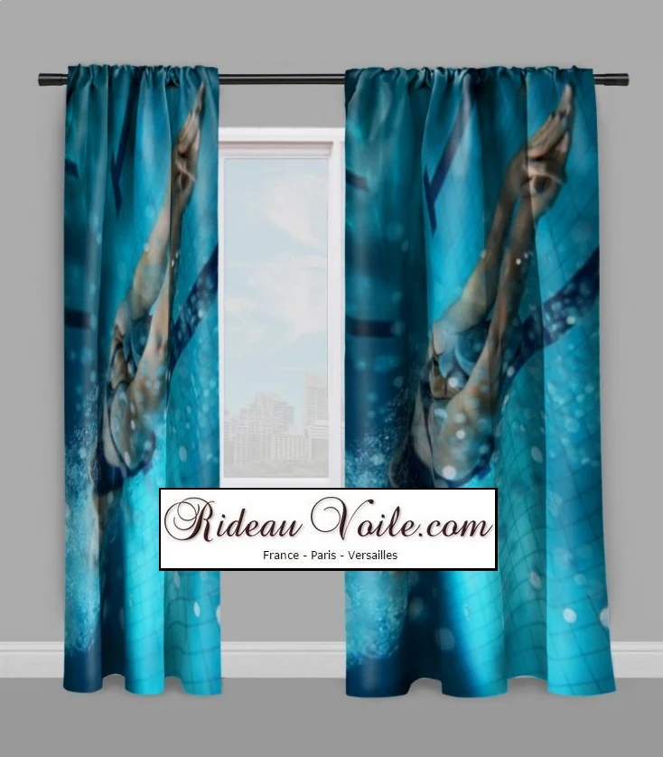 Tissu ameublement mètre motif sport imprimé original natation nageur piscine