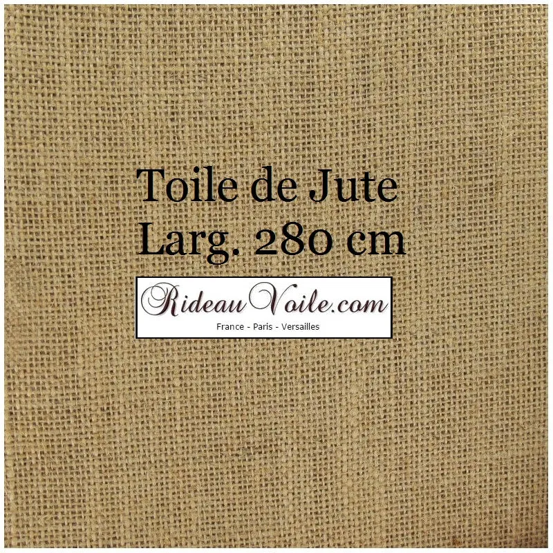 Boutique tissus ethnique Toile de Jute naturel grande largeur 280 cm au mètre rideau