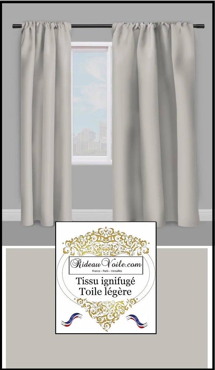 Tissus toile légère traitement ignifugé gris mètre - Fabrics grey fireproof meter