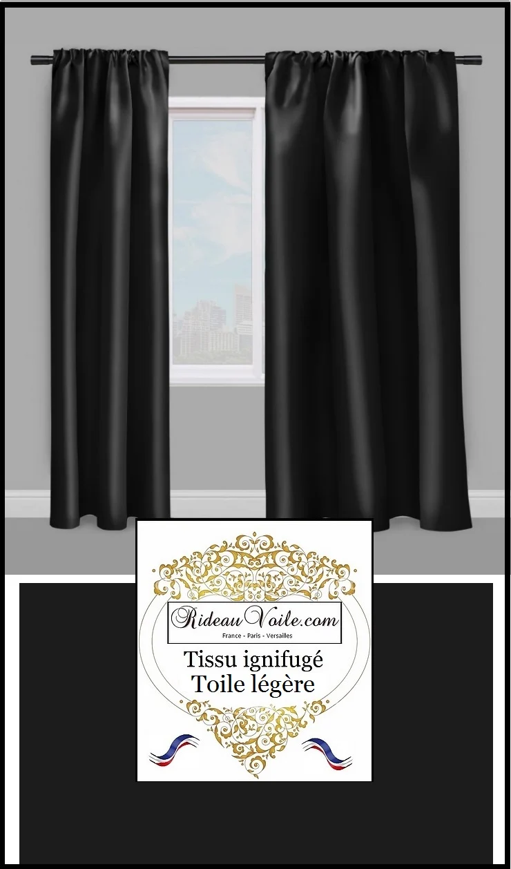 Tissus toile décoration légère ignifugé noir mètre - Fabrics black fireproof meter drapes