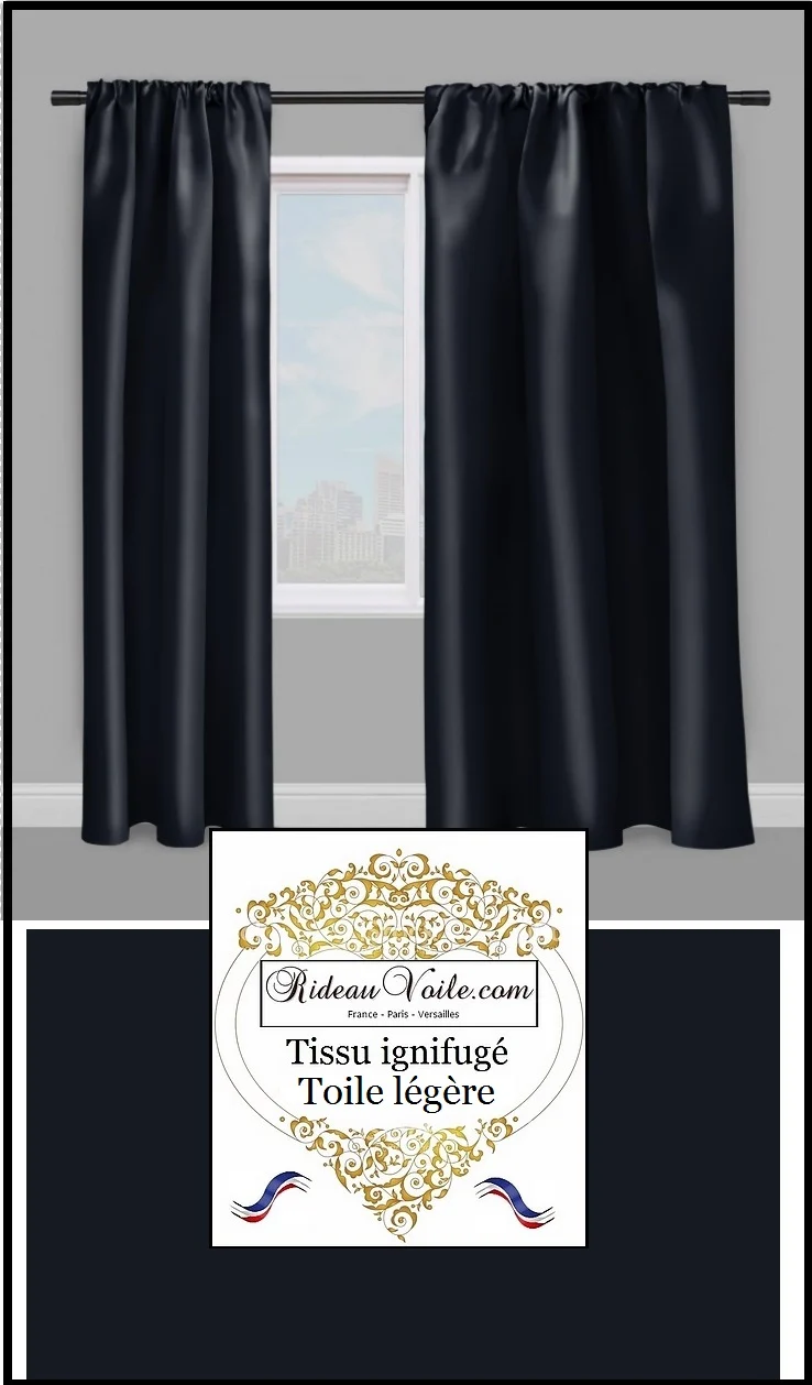 Tissus toile légère ignifugé bleu nuit mètre - Fabrics blue fireproof meter drapes