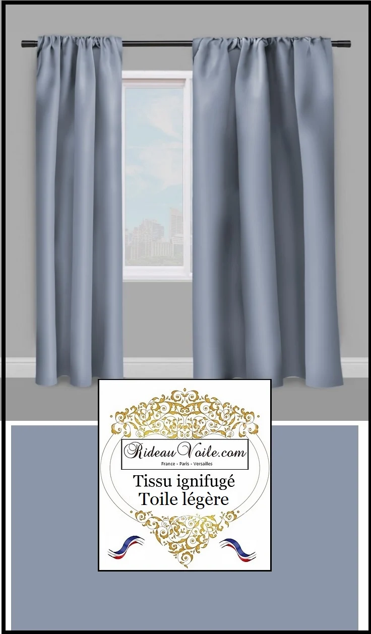 Tissus toile légère ignifugé bleu mètre - Fabrics blue fireproof meter drapes