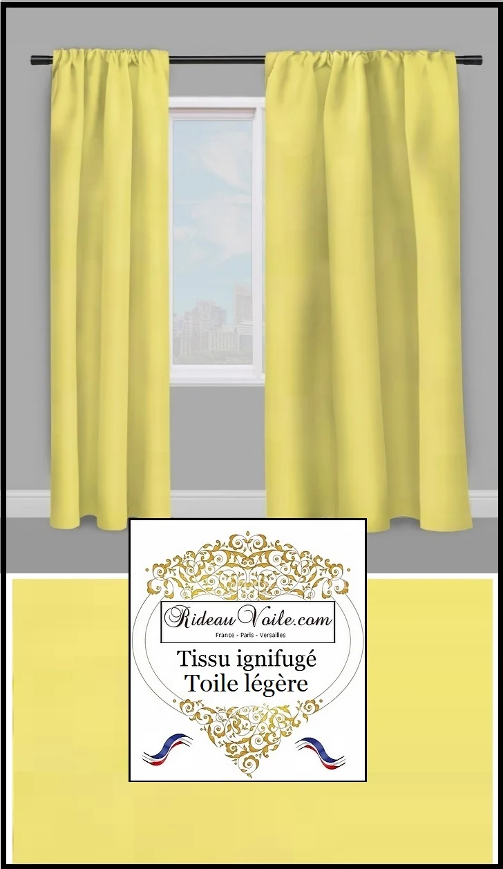 Tissu rideau jaune non feu toile ignifugé mètre Fabrics fireproof meter drapes yellow