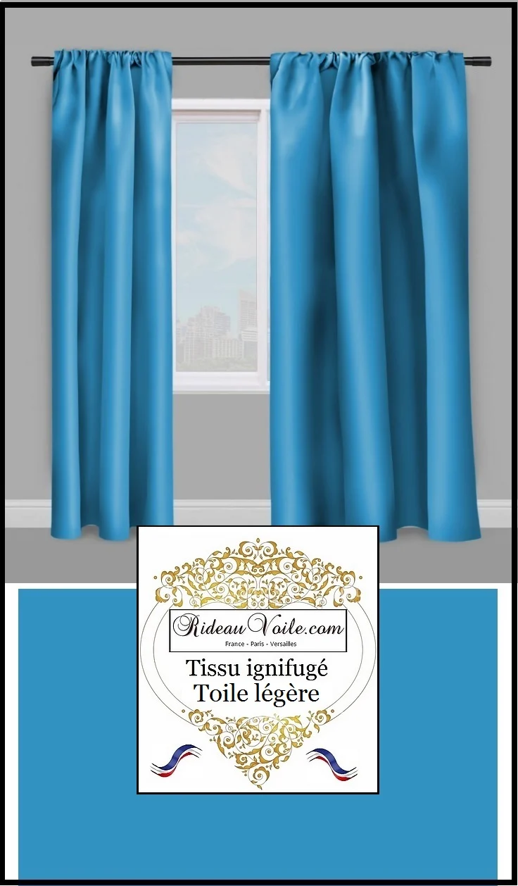Tissus non-feu toile légère bleu ignifugé mètre fabrics fireproof meter drapes blue