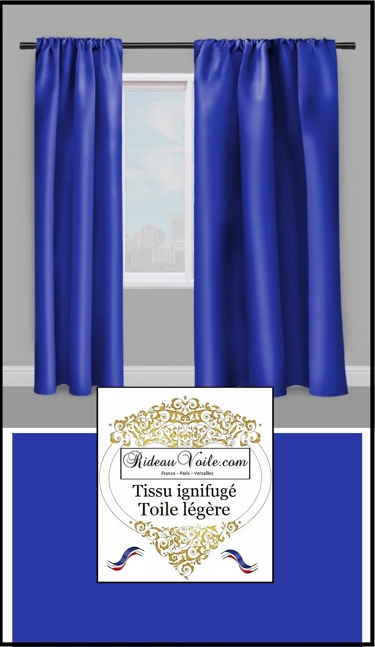 Tissus non feu toile bleu légère ignifugé mètre fabrics fireproof meter drapes blue