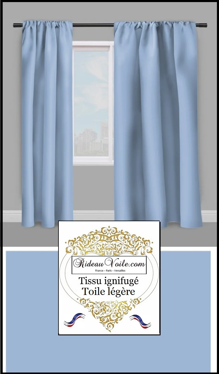 Toile légère bleu ignifugé tissus non-feu mètre fabrics fireproof meter drapes blue