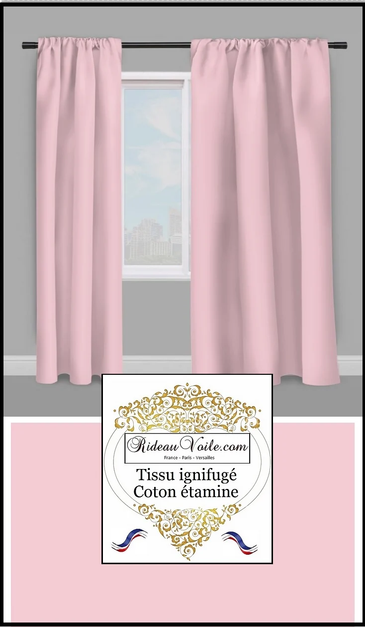 Toile légère rose ignifugé intérieur M1 mètre fabrics fireproof meter drapes pink