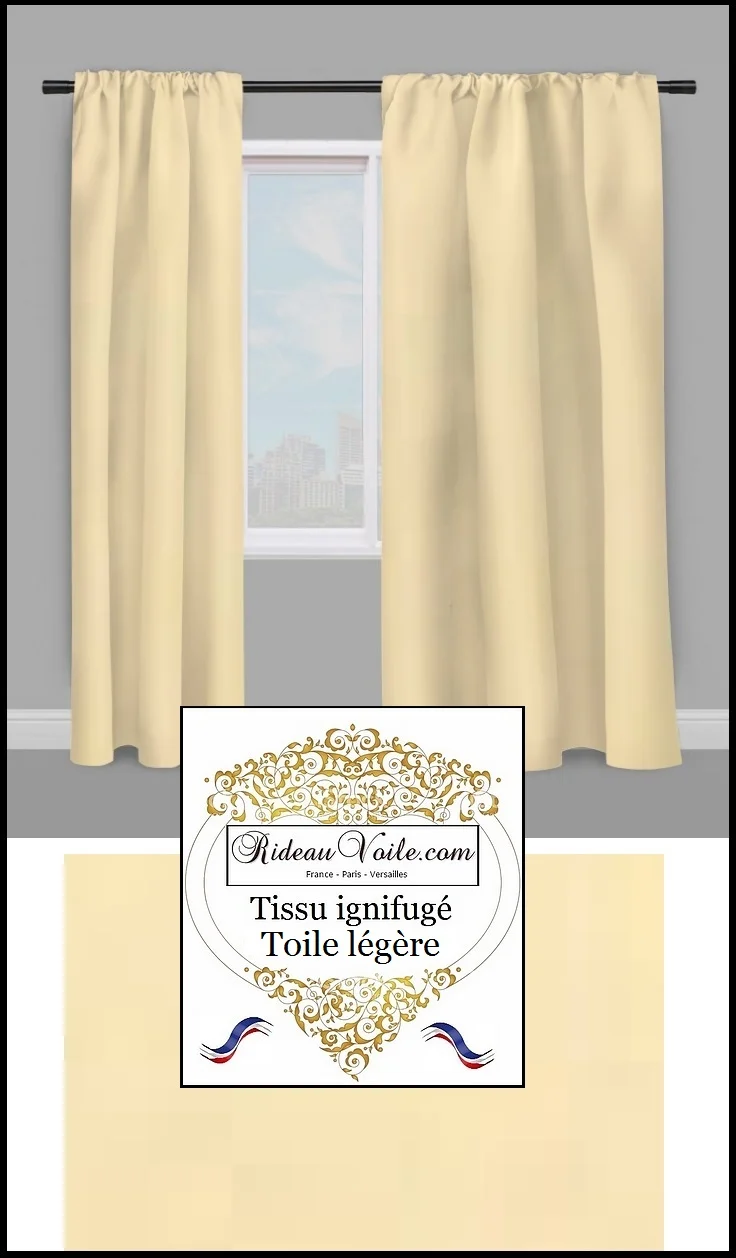Toile légère écru ivoire ignifugé tissus non-feu mètre fabrics fireproof meter drapes