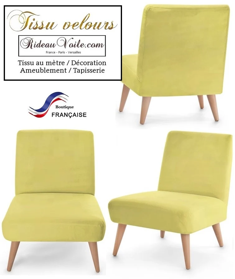 Velours jaune tissu ignifugé mètre Velvet fabrics meter fireproof curtain yellow