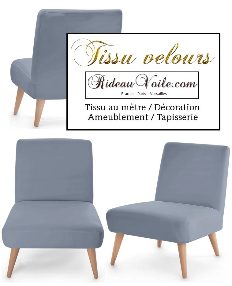 Velours gris tissu ameublement ignifugé mètre Velvet fabrics meter fireproof curtain