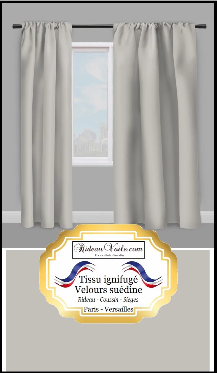 Velours ameublement gris tissu ignifugé mètre Velvet fabrics meter fireproof grey