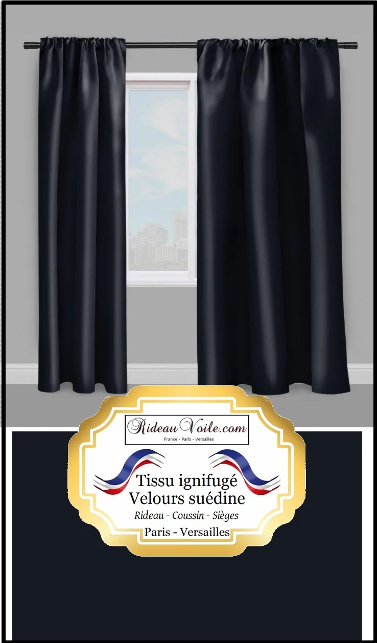 Velours luxe bleu nuit tissu ignifugé mètre Velvet fabrics meter fireproof curtain