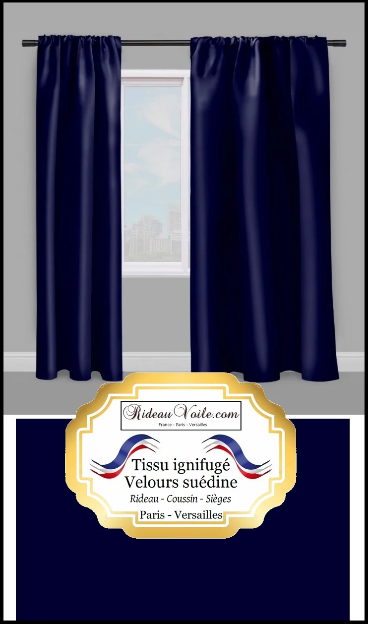 Velours ameublement bleu marine tissu ignifugé mètre Velvet fabrics meter fireproof upholstery