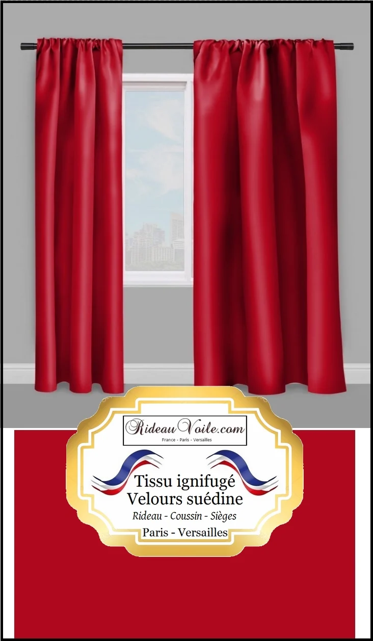 Velours ameublement rouge tissu ignifugé mètre Velvet red fabrics meter fireproof