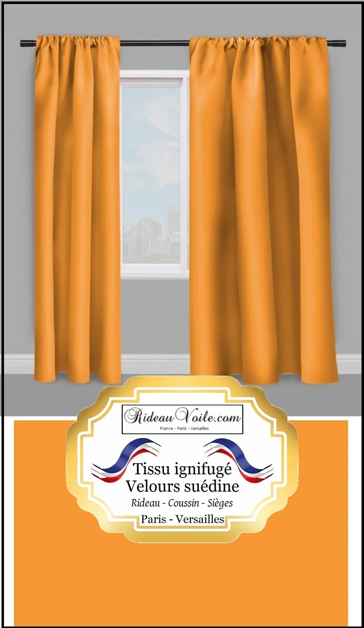 Velours tapisserie orange tissu ignifugé mètre Velvet fabrics meter fireproof curtain