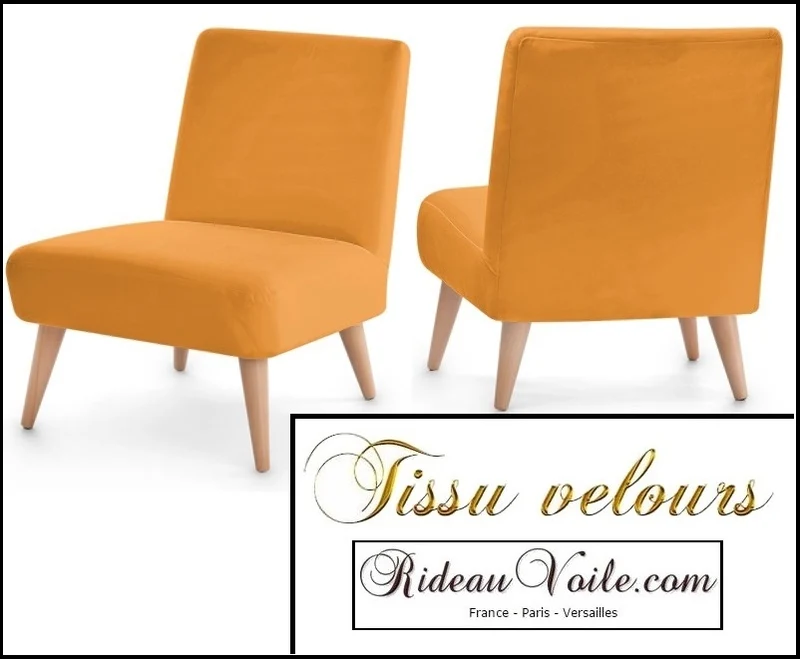 Velours tapisserie orange tissu ignifugé mètre Velvet fabrics meter fireproof curtain