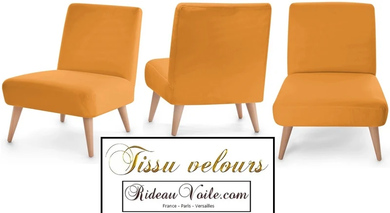 Velours tapisserie orange tissu ignifugé mètre Velvet fabrics meter fireproof curtain