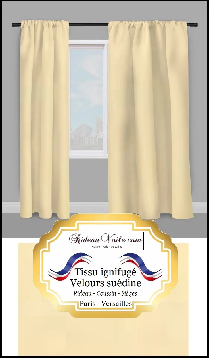 Tissu Velours suédine Ivoire rideau ignifugé mètre Velvet meter fireproof curtain