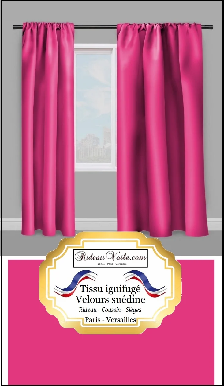 Velours fushia tissu ignifugé mètre Velvet Pink meter fireproof curtain rideau fabrics