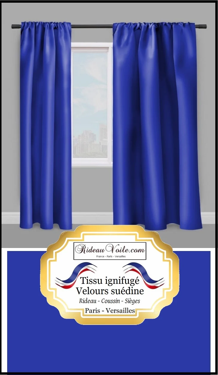 Velours bleu ameublement ignifugé tissu mètre rideau Velvet fireproof meter blue