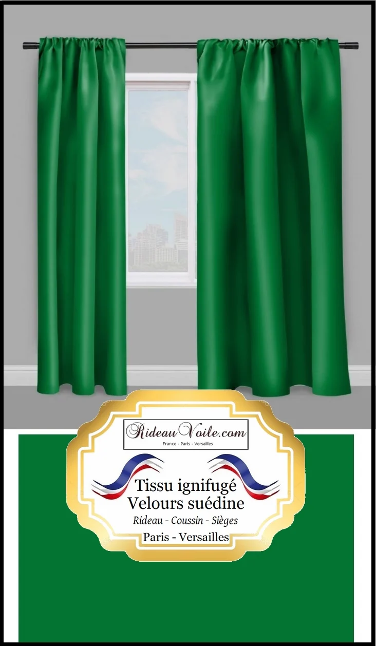 Velours ignifugé tissu mètre rideau Velvet flame retardant drapes curtain vert green