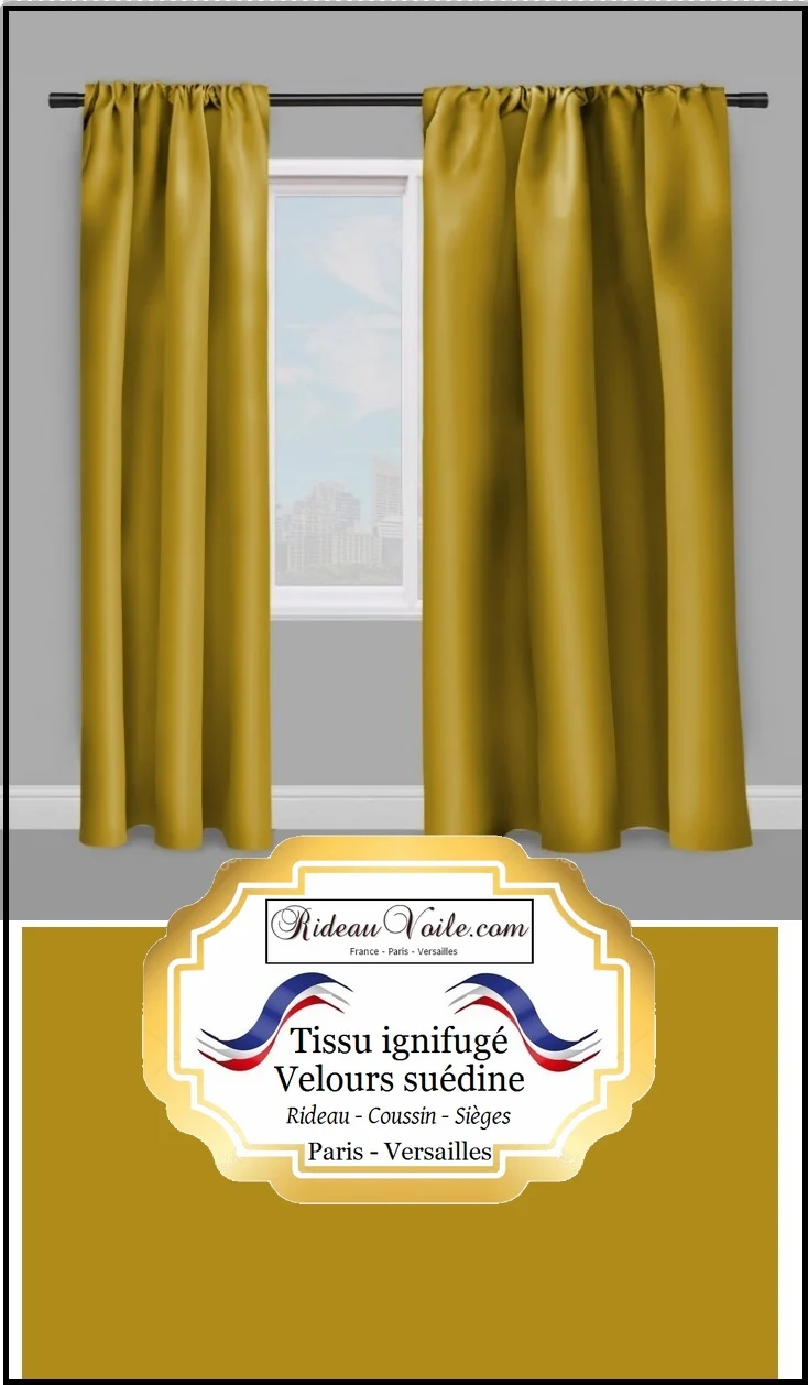 Tissu vert olive ameublement velours ignifugé non feu au mètre rideau tapissier