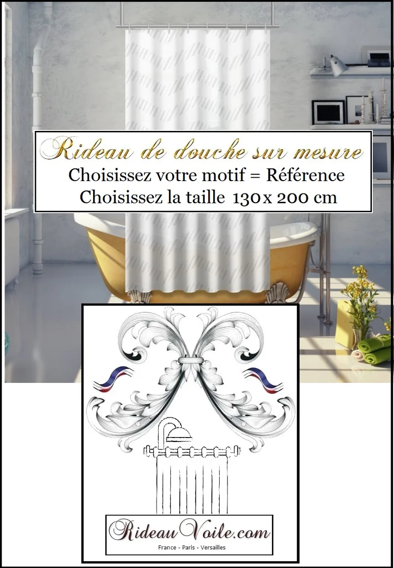 Rideau de douche bain photo imprimé luxe intérieur imperméable 130 x 200 cm Paris
