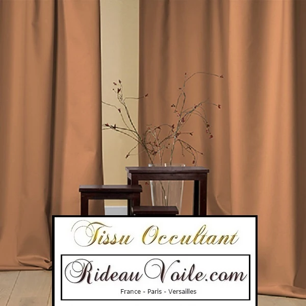 Tissu d'ameublement occultant marron au mètre rideau