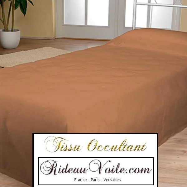 Tissu d'ameublement occultant marron au mètre rideau