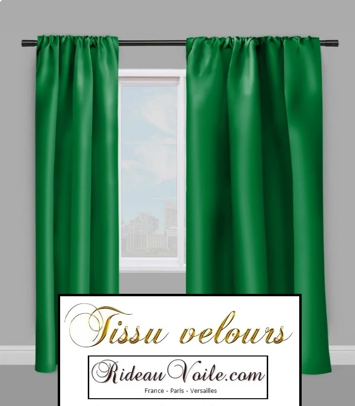 Boutique tissu velours vert au mètre décoration rideau tapisserie fauteuil siège