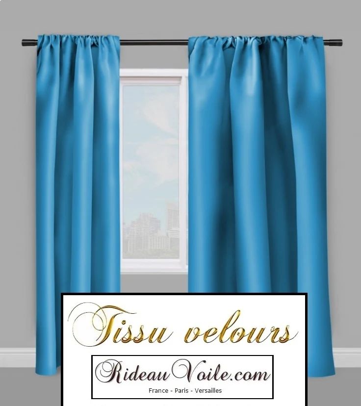 Boutique Tissu velours bleu turquoise au mètre déco rideau tapisserie fauteuil siège