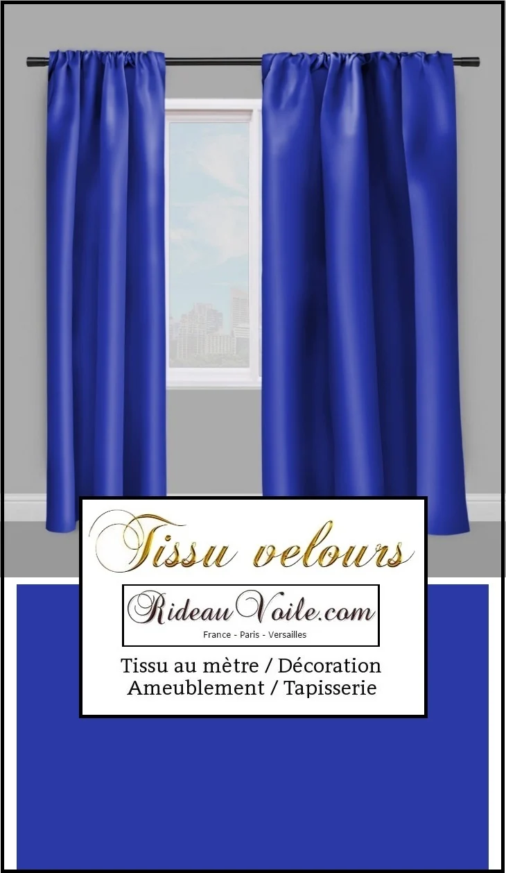 Tissu ameublement velours bleu roi au mètre décoration rideau tapisserie fauteuil siège