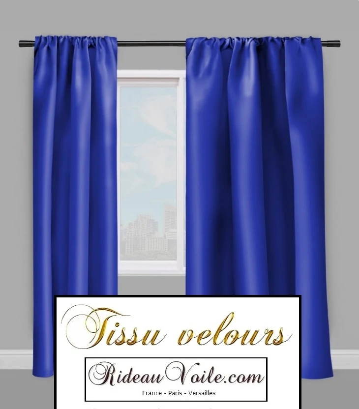 Tissu ameublement velours bleu roi au mètre décoration rideau tapisserie fauteuil siège