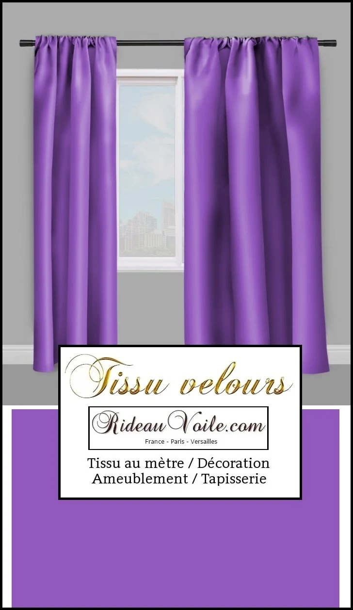 Boutique tissu ameublement velours au mètre rideau violet lavandes tapisserie siège