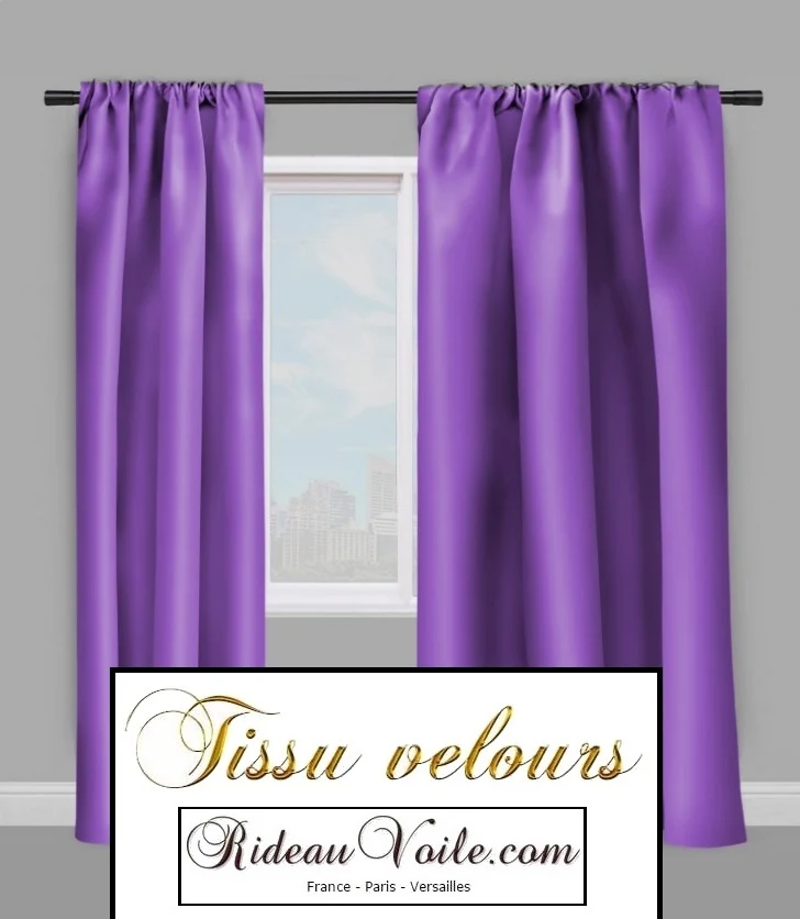 Boutique tissu ameublement velours au mètre rideau violet lavandes tapisserie siège