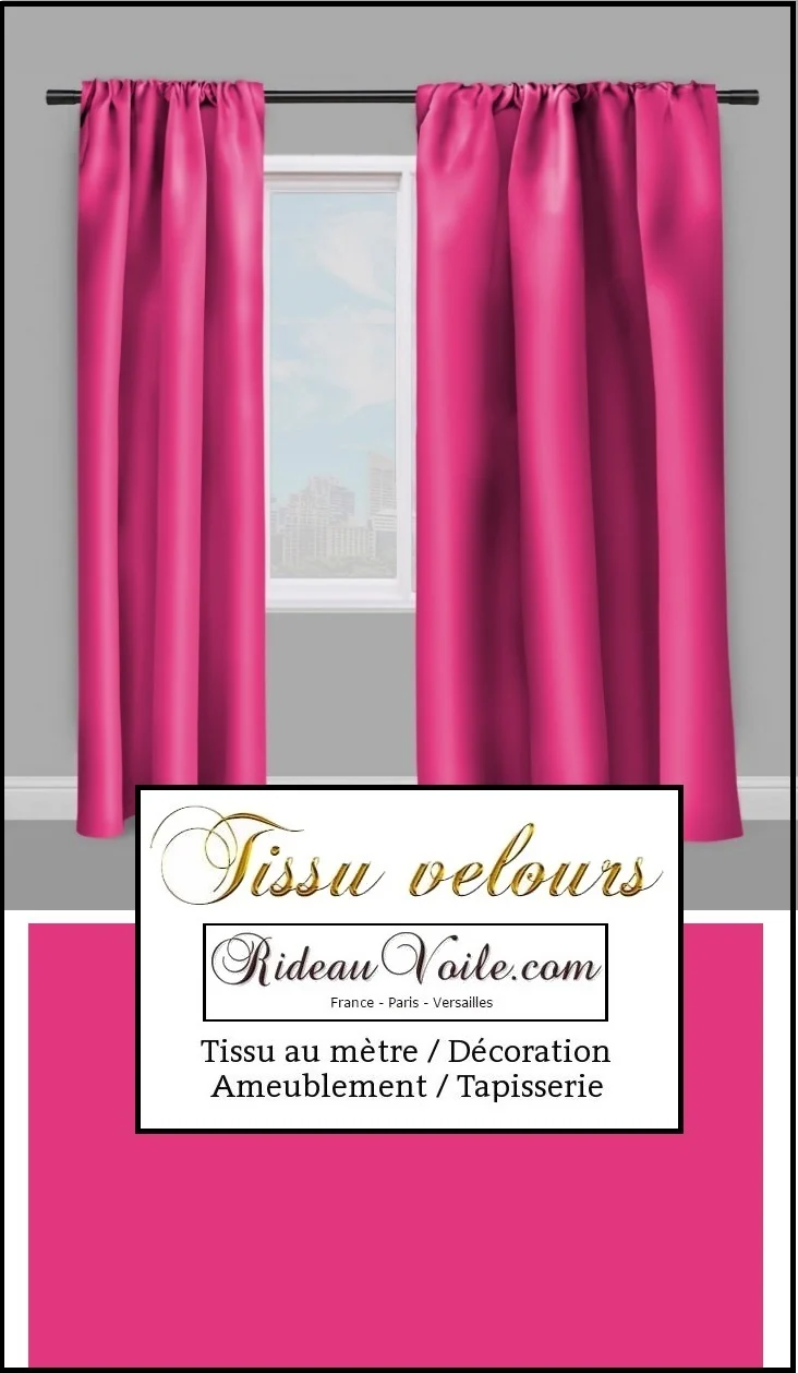 Rideauvoile.com boutique tissu ameublement velours au mètre rideau rose Fuchsia