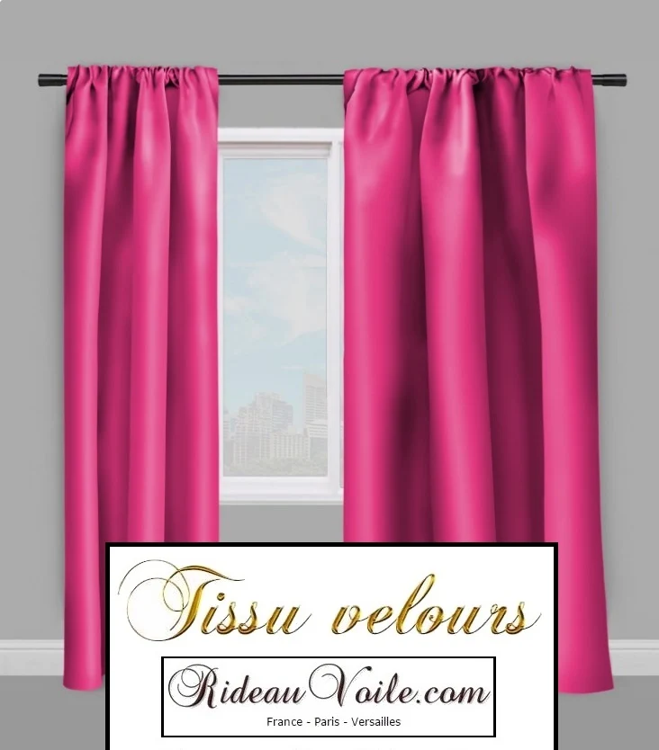 Rideauvoile.com boutique tissu ameublement velours au mètre rideau rose Fuchsia