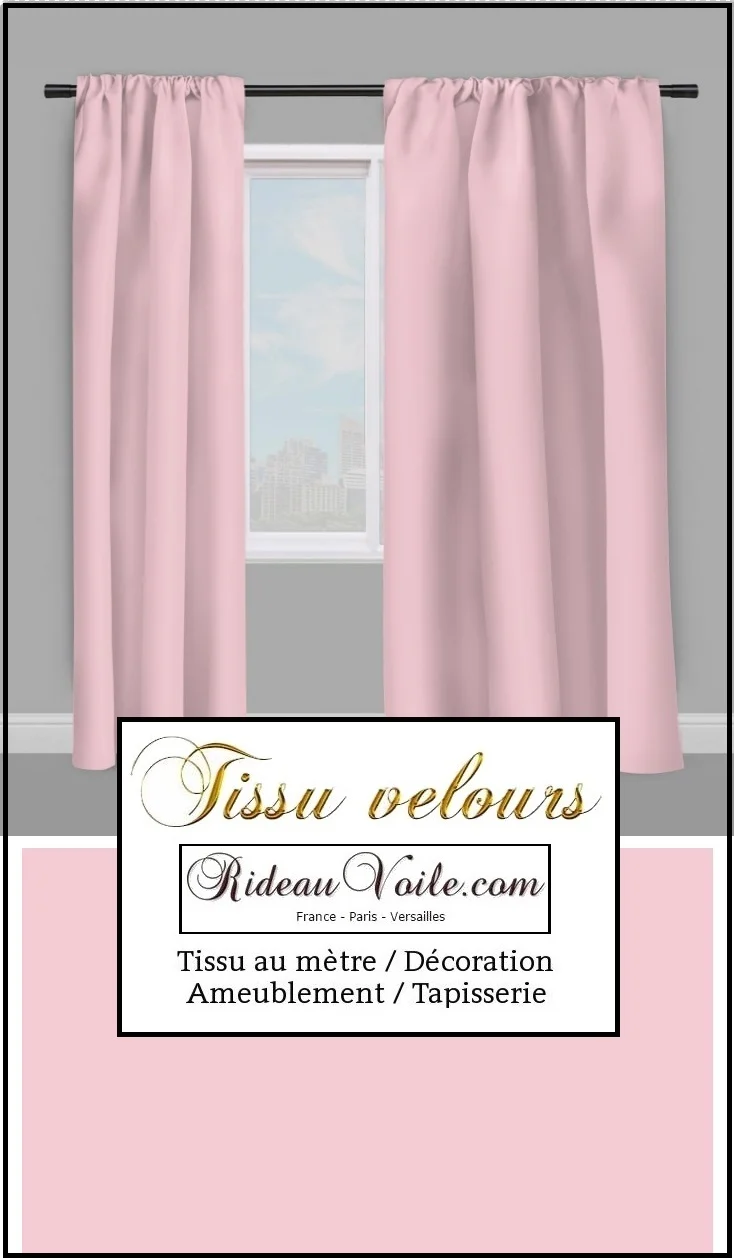 Éditeur textile tissu luxe velours rose clair layette mètre rideau coussin canapé